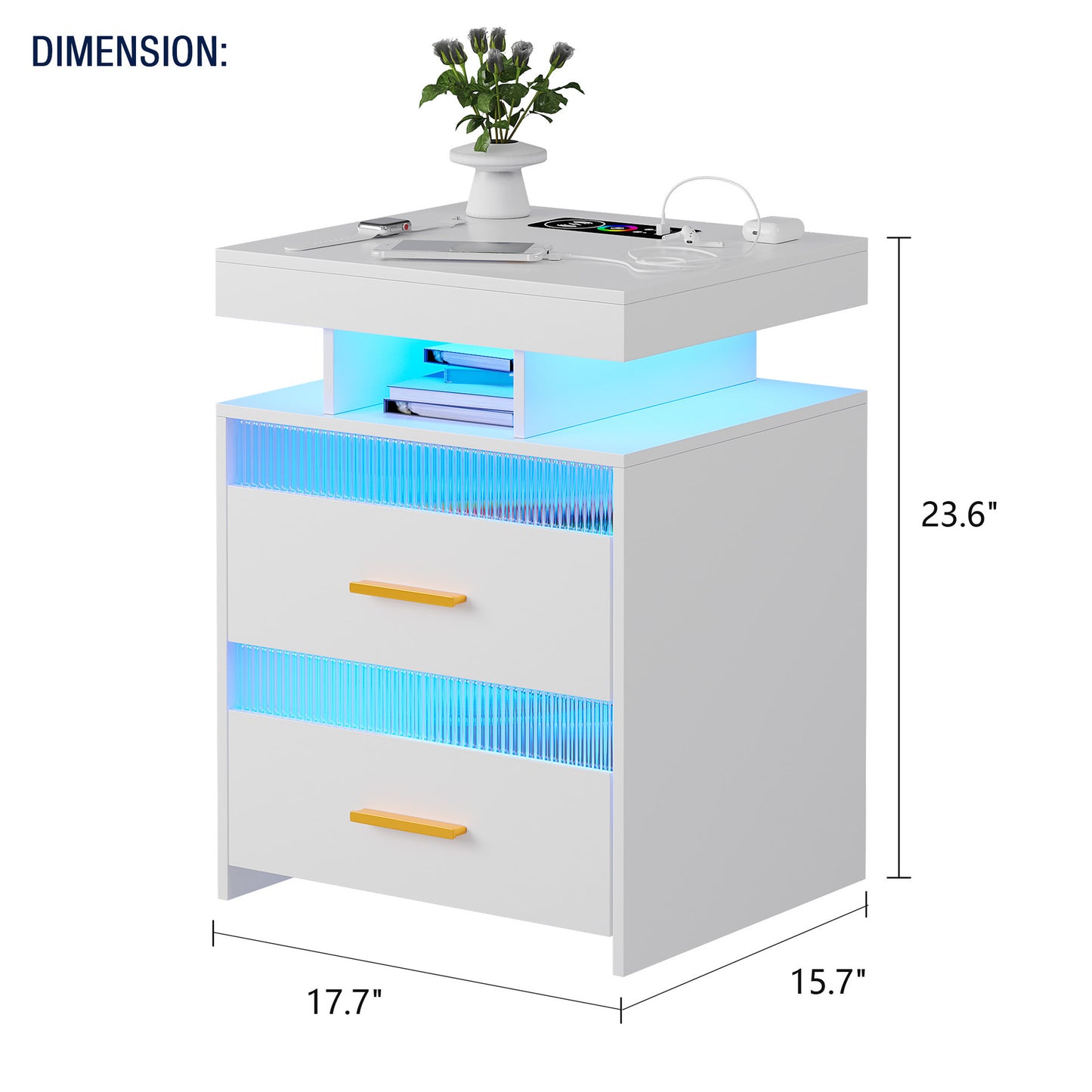 Bedroom Bedside Table With Charging Table
